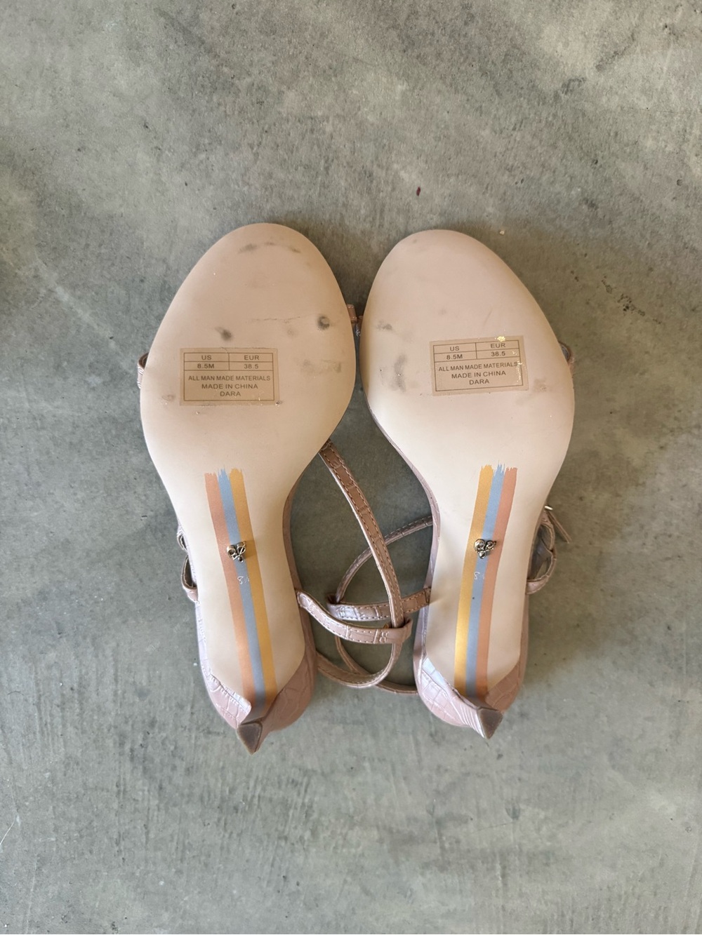 Sam Edelman Nude Blush Croc-Texture Ankle-Strap Sandals - Picture 3 of 3